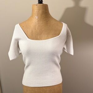 Muse White Ribbed Sweater